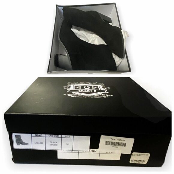 New in box,  Silent D Boots, Miller Pointed Toe Ankle Boots Black Suede, Size 38 - Picture 6 of 14